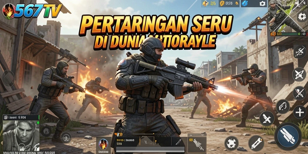 Screenshot gameplay 567TV dengan aksi pertarungan Battle Royale yang mendebarkan.