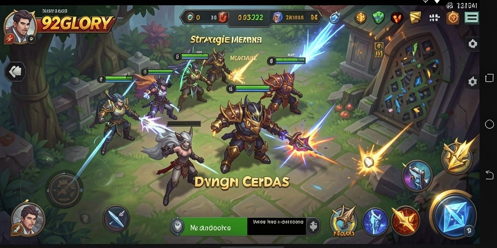 Tampilan gameplay menegangkan dari 92GLORY menunjukkan pertempuran strategi yang menarik.