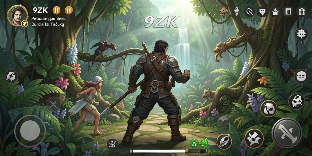 Gameplay seru di dunia petualangan 9ZK yang penuh warna.