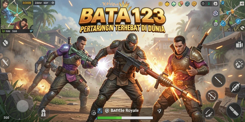 Tampilan gameplay intens BATA123 dengan aksi Battle Royale yang mendebarkan.