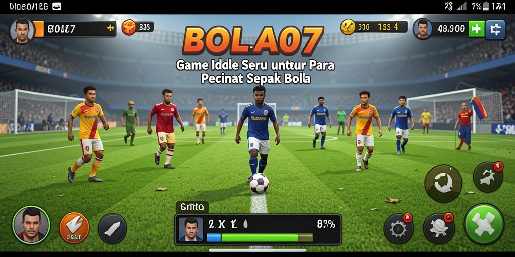 Tangkapan layar gameplay <strong>BOLA07</strong> menunjukkan aksi mengelola tim sepak bola dengan mudah.