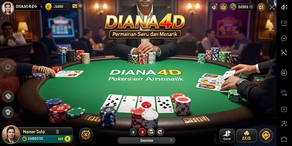 Screenshot gameplay DIANA4D yang menunjukkan momen seru bermain Poker.