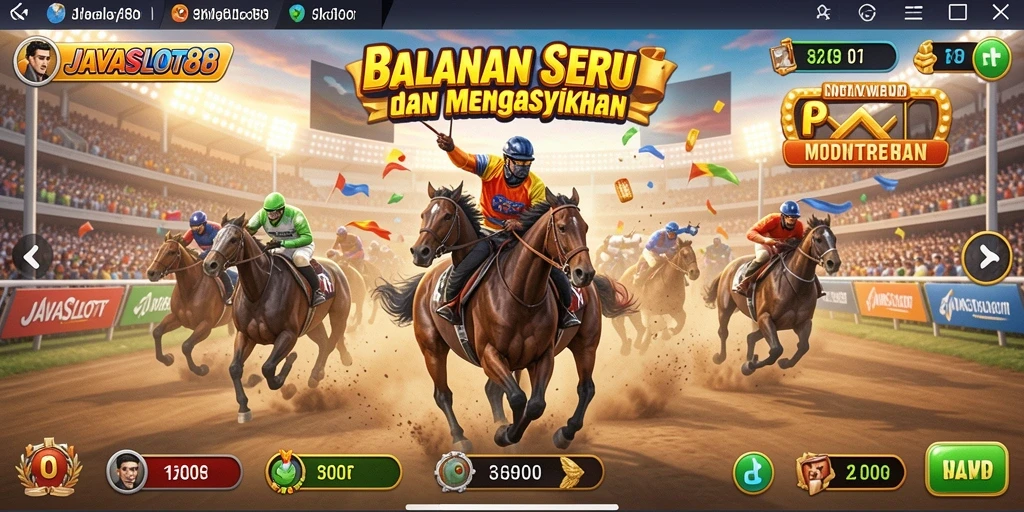 Screenshot dari gameplay balap yang menegangkan di JAVASLOT88.
