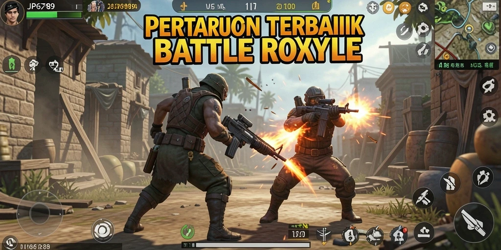 Screenshot JP6789 menampilkan aksi pertarungan sengit dalam Battle Royale.