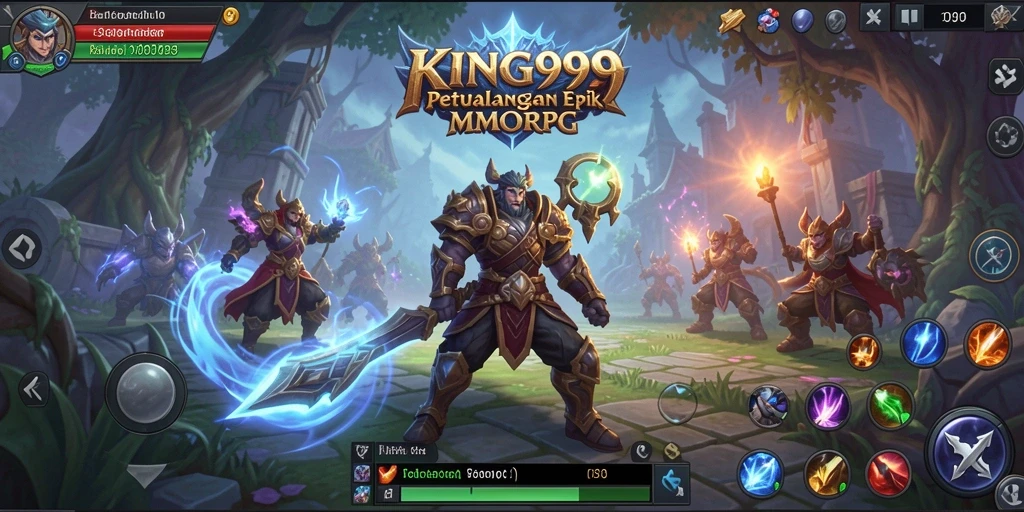 Screeenshot KING999 menampilkan aksi pertempuran mendebarkan dalam MMORPG.