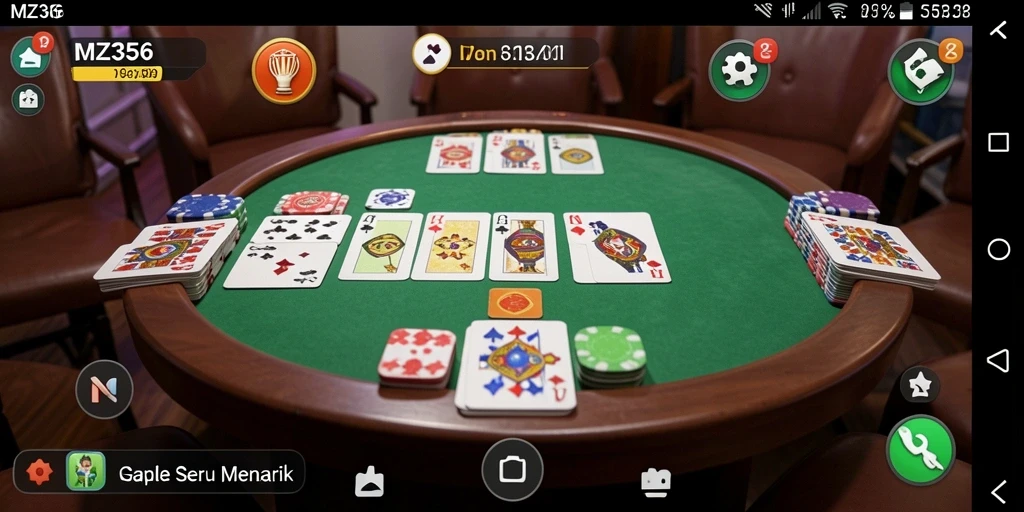 Tampilan menarik dari gameplay MZ356 yang menampilkan permainan Gaple.