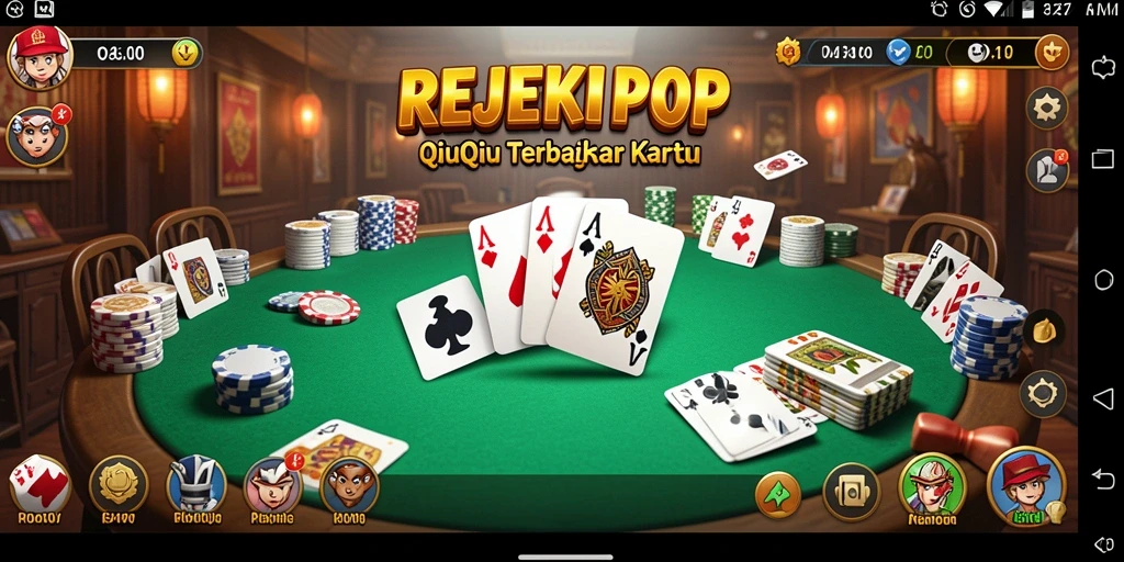 Screenshot dari gameplay QiuQiu yang menegangkan di REJEKIPOP.