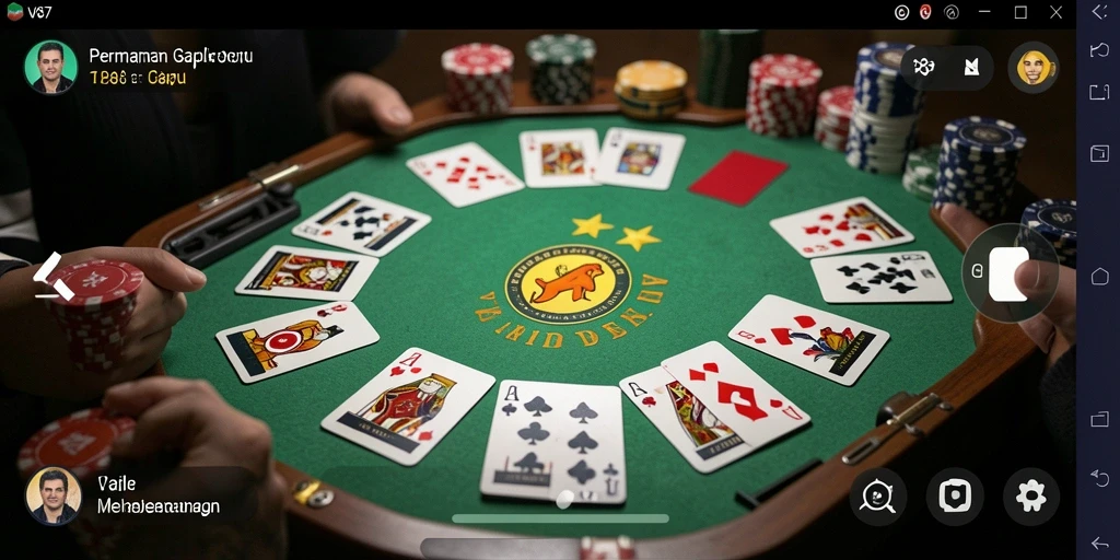 Screenshot gameplay Gaple V87 menampilkan suasana permainan yang menarik.