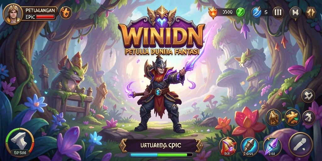 Tangkapan layar gameplay <strong>WINIDN</strong> menampilkan karakter bertarung di dunia fantastis.